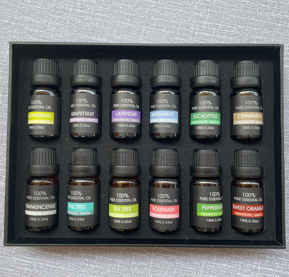 Pure Essential Oil Set (12 × 10ml bottles),  Essential Oil Gift Box, Home Care Set